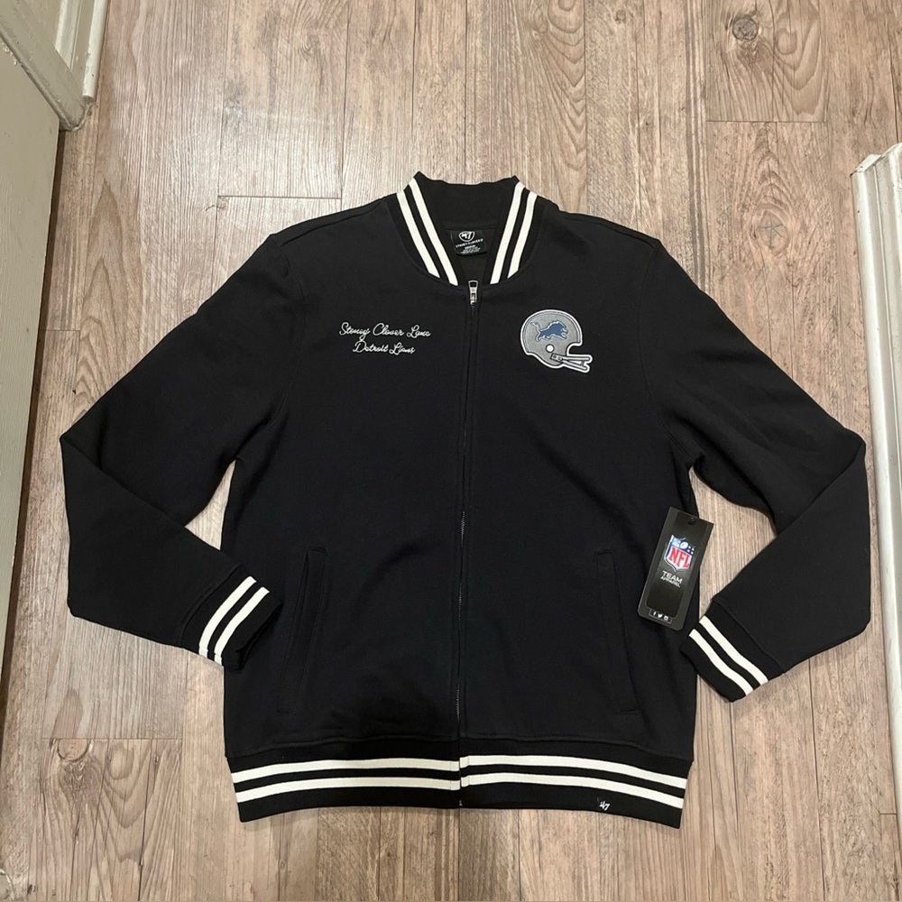 NWT ‘47 Detroit Lions Black Stoney Clover Full Zip Long Sleeve Jacket Size M
